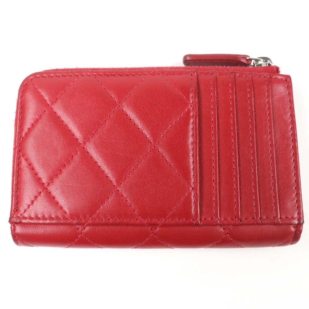 CHANEL Red Lambskin Leather Logo Wallet - Picture 3 of 11